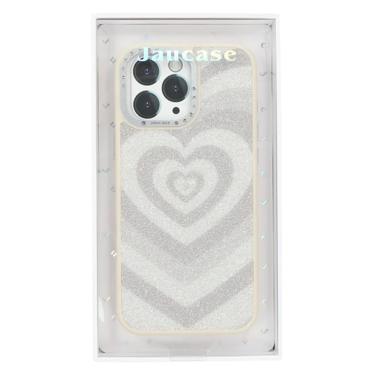 JAUCASE Para iPhone 16 Pro Max Capa Magnética com Padrão de Coração em PU + TPU + PC - Branco