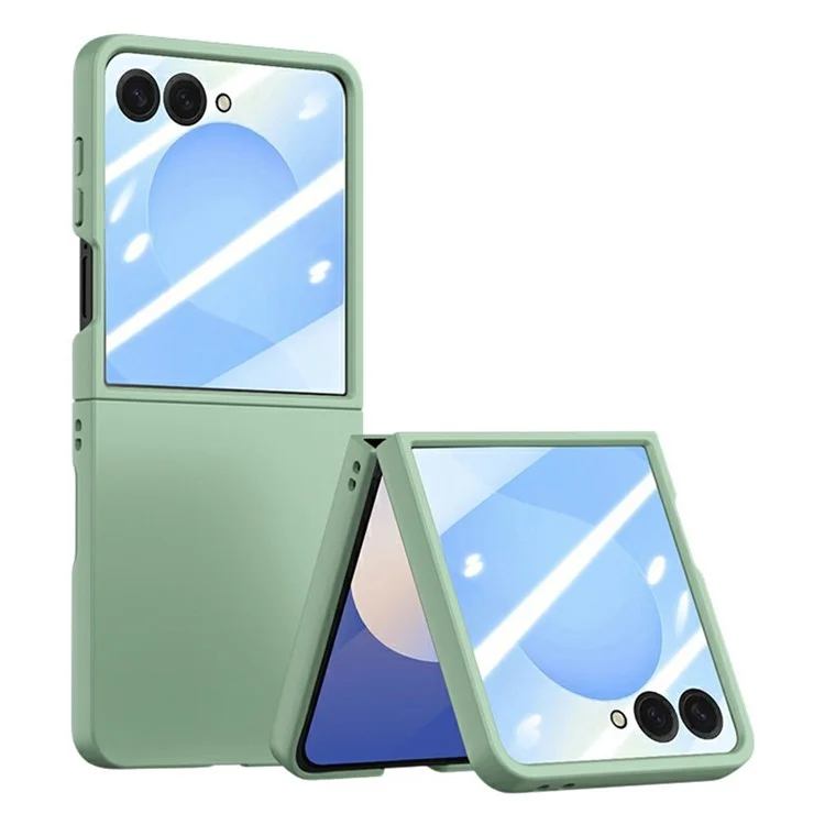 Für Samsung Galaxy Z Flip7 5G Hülle Großes Fenster Harte PC-Handyhülle mit kleinem Bildschirmfilm - Hellgrün