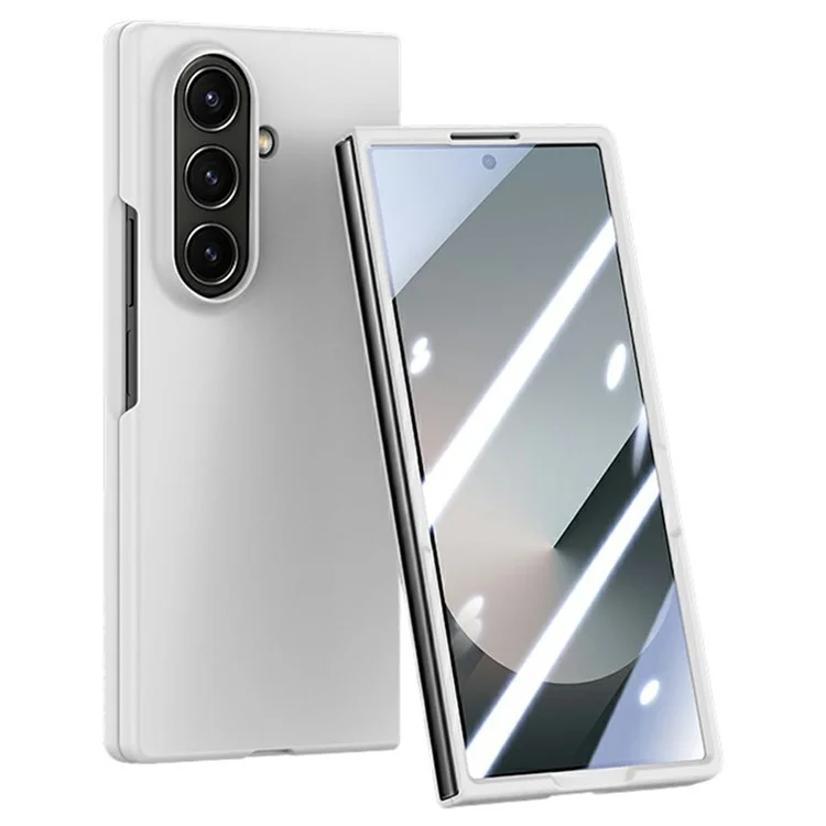 Cover per Samsung Galaxy Z Fold7 5G con Grande Finestra, Custodia Rigida in PC per Cellulare con Pellicola per Schermo Piccolo - Bianco