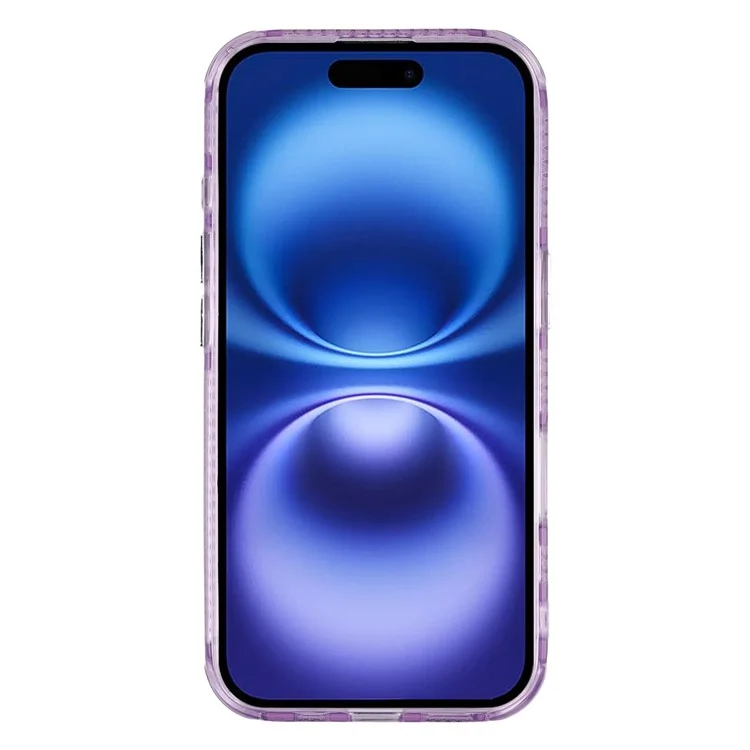 Étui pour iPhone 16 avec grand nœud décoratif IMD PC + Housse de téléphone TPU avec film en verre - Motif plume / Violet