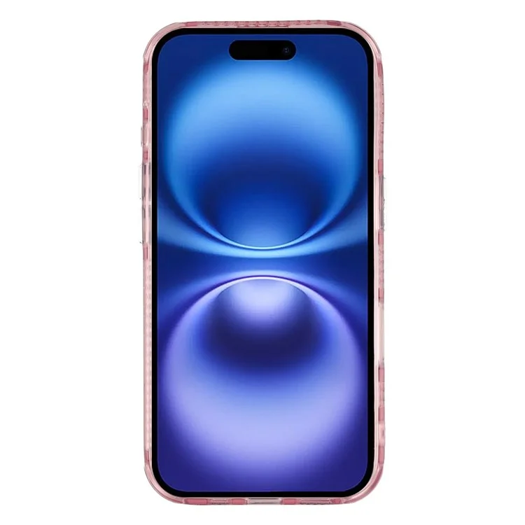 Funda para iPhone 16 con Mariposas y Perlas, Diseño IMD de PC + TPU con Película Protectora de Lente de Vidrio - Patrón de Pluma de Hilo / Oro Rosa