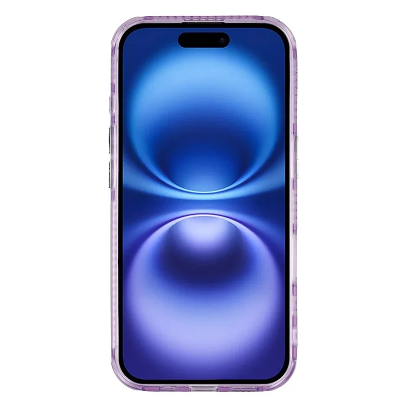 For iPhone 16 Case with Mirror IMD PC + TPU Phone Cover with Glass Lens Film - Foil Pattern / Purple