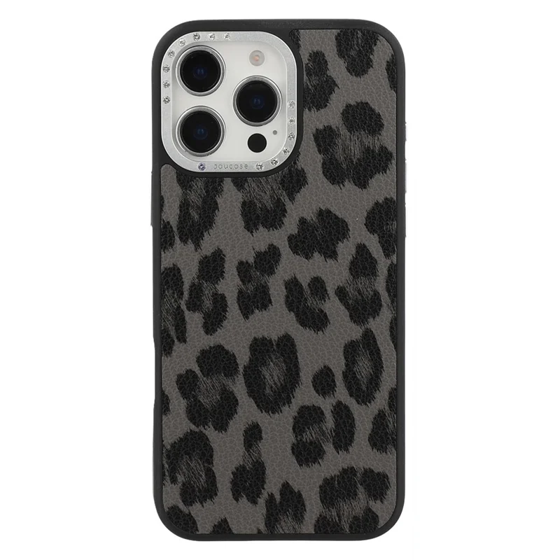 JAUCASE For iPhone 16 Pro Max Magnetic Case Leopard Print PU + TPU + PC Phone Back Cover - Black