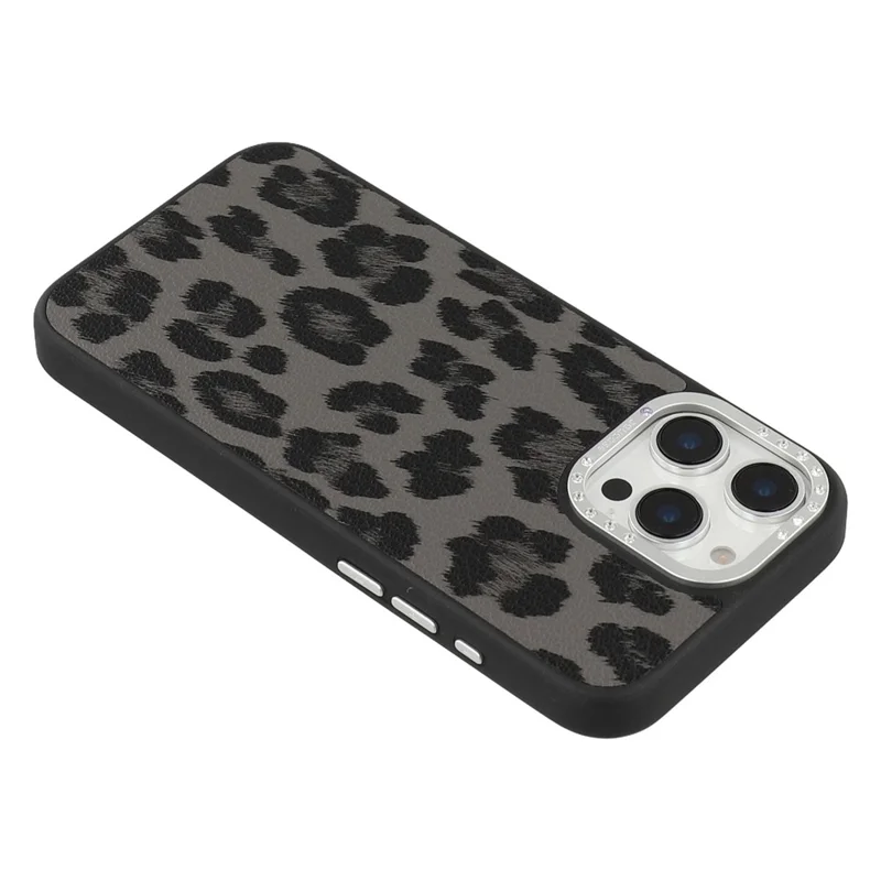 JAUCASE For iPhone 16 Pro Max Magnetic Case Leopard Print PU + TPU + PC Phone Back Cover - Black