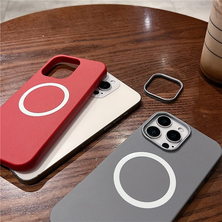 For iPhone 15 Pro Max Phone Cases Leather Texture TPU Back Cover Support Wireless Charging - Black