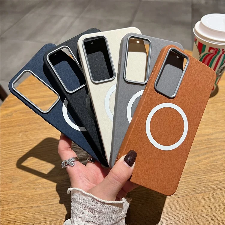 For Samsung Galaxy A54 5G Phone Cases Leather Texture TPU Back Cover Support Wireless Charging - Black
