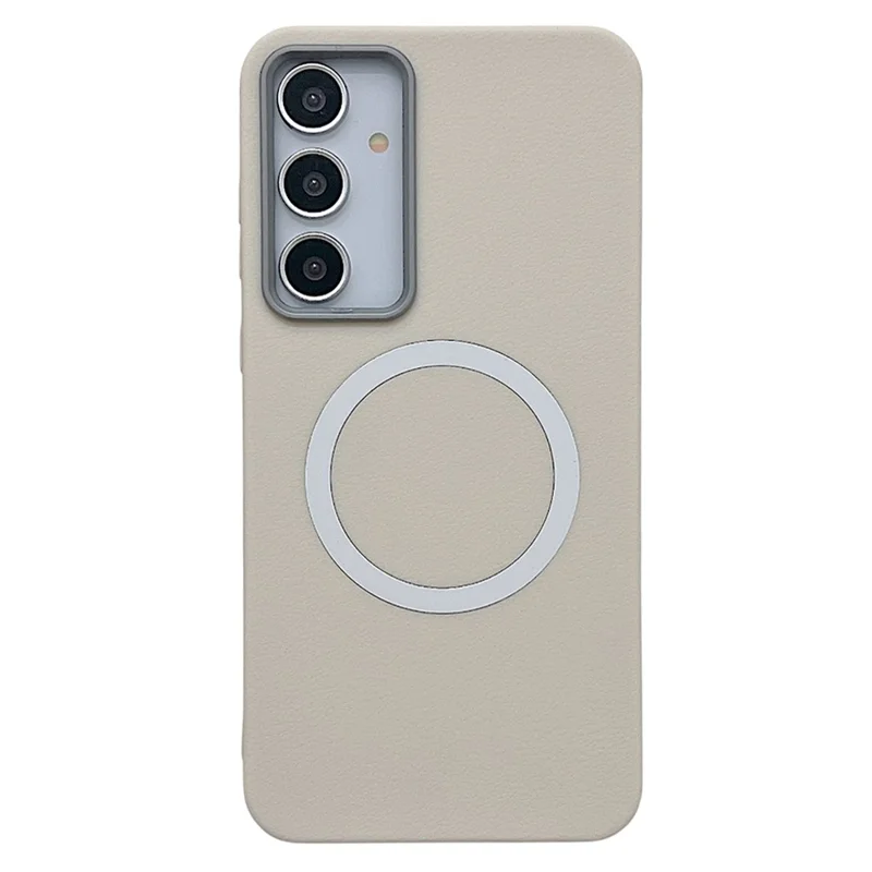 For Samsung Galaxy A35 5G Phone Cases Leather Texture TPU Back Cover Support Wireless Charging - White