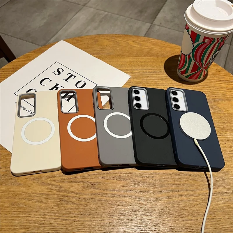 For Samsung Galaxy A35 5G Phone Cases Leather Texture TPU Back Cover Support Wireless Charging - White