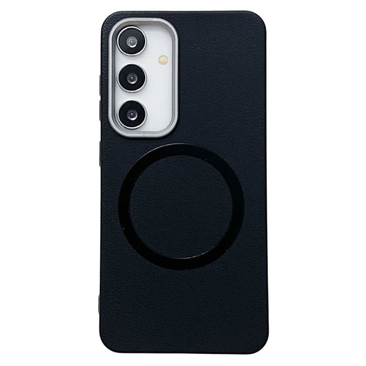 For Samsung Galaxy S25+  /  S24+ Phone Cases Leather Texture TPU Back Cover Support Wireless Charging - Black