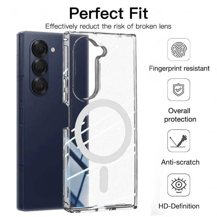 Cover per Samsung Galaxy Z Fold7 5G Compatibile con MagSafe in TPU + Acrilico Trasparente