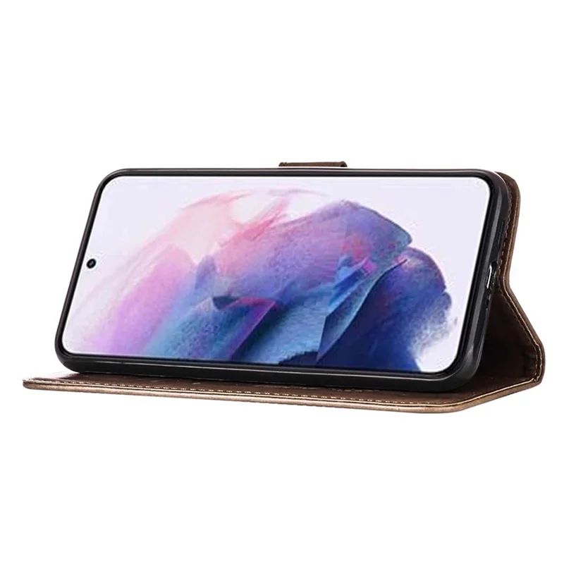 Étui portefeuille pour Samsung Galaxy S23 avec dragonne, housse en cuir avec motif papillon - Gris