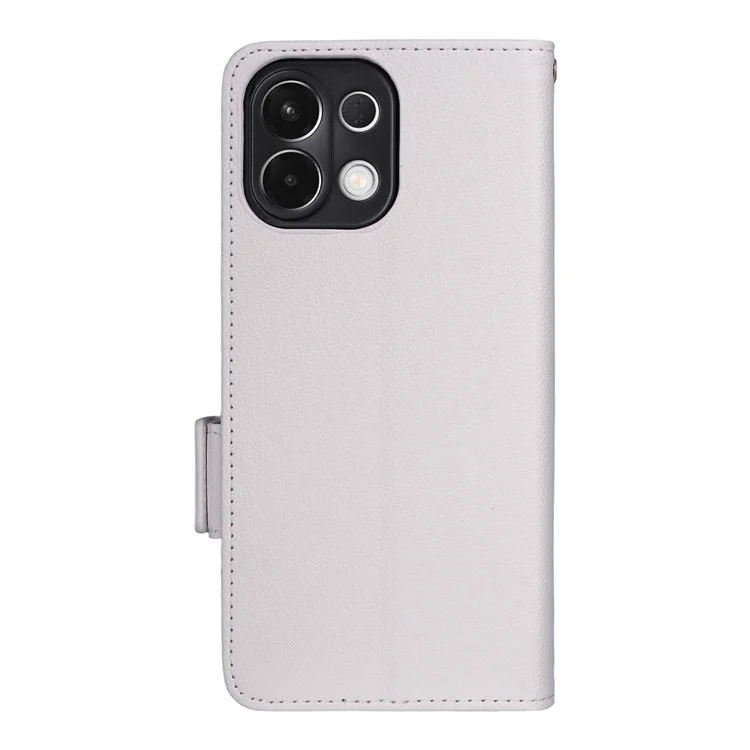Чехол для Oppo K13 5G / K13x / K12s с ремешком на запястье, из искусственной кожи с текстурой под лychee, для телефона - Белый