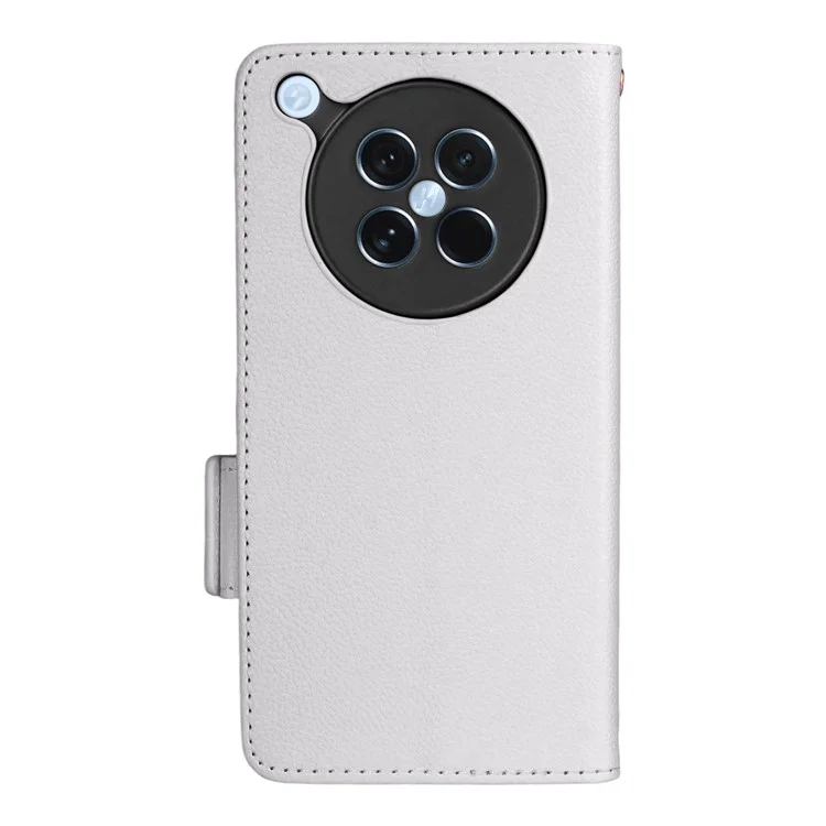 Capa para Oppo Find X8s 5G com alça de pulso, textura de lichia, capa de carteira de couro PU - Branco