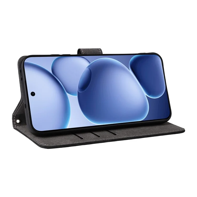 Capa Carteira para Oppo Find X8s 5G com Bloqueio RFID em Couro PU, Suporte e Alça - Preto