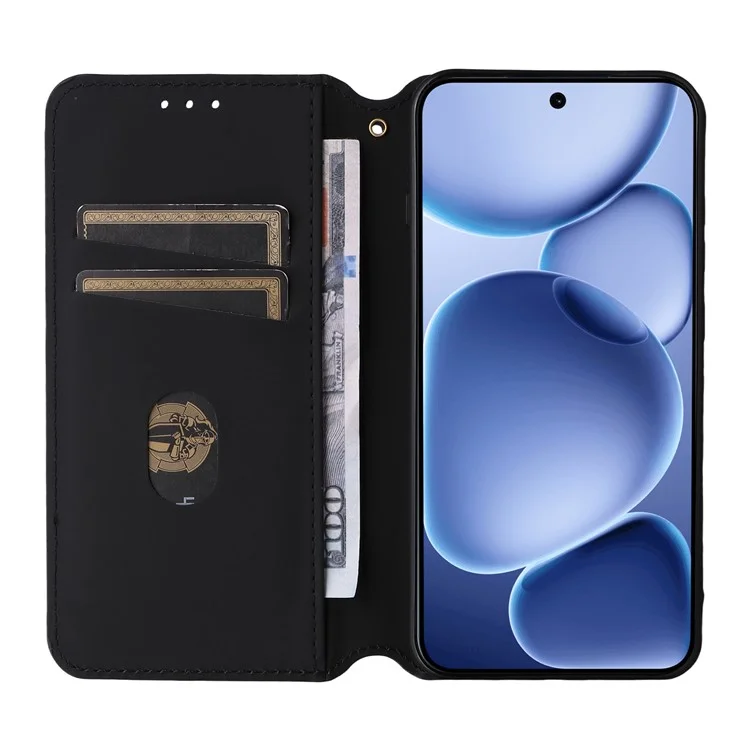 Capa Carteira para Oppo Find X8s 5G - Couro Estampado em Losango - Prata