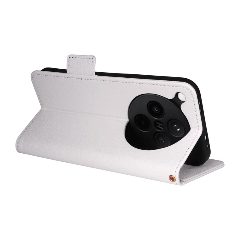 Til Oppo Find X8s+ 5G hylse med håndledsrem Litchi struktur PU læder wallet telefondæksel - Hvid