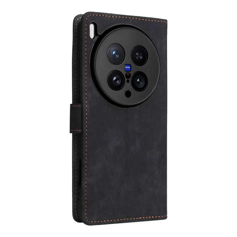 For vivo X200 Ultra 5G Case Wallet RFID Blocking PU Leather Phone Cover Stand with Strap - Black