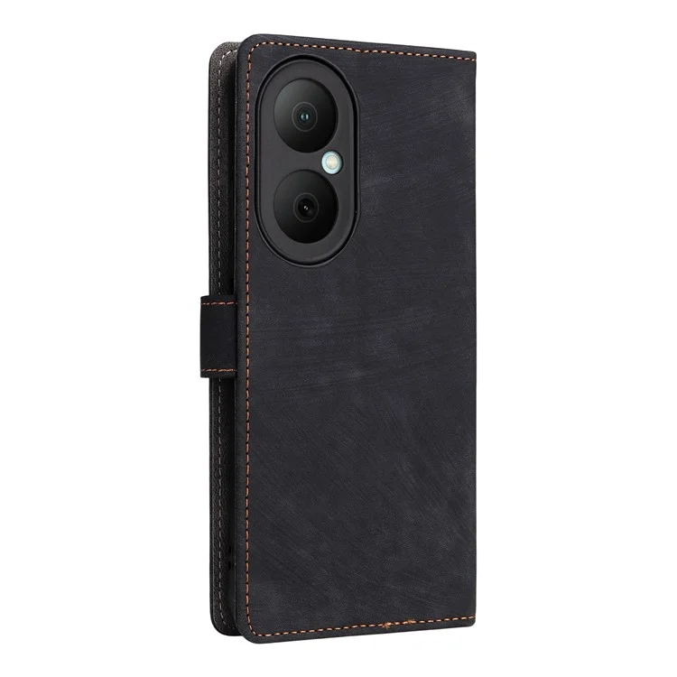 For Huawei Enjoy 80 Case Wallet RFID Blocking PU Leather Phone Cover Stand with Strap - Black