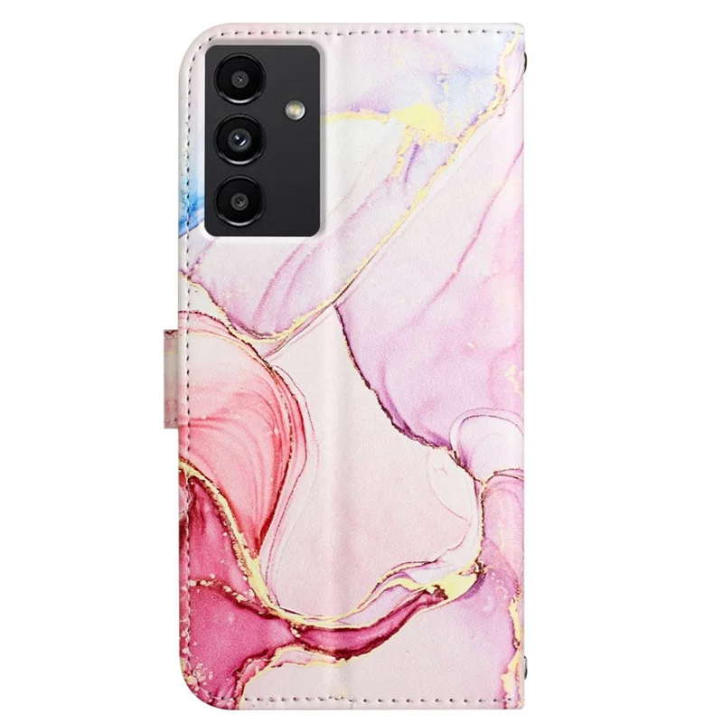 For Samsung Galaxy A14 5G / A14 4G Wallet Phone Case Marble Pattern PU Leather Stand Cover with Strap - Rose Gold LS005