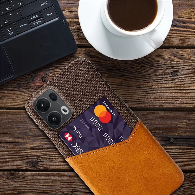 Cover per Oppo Reno13 Pro 5G in Pelle Sintetica con Texture in Tessuto, Cover Rigida per Telefono con Porta Carte - Arancione