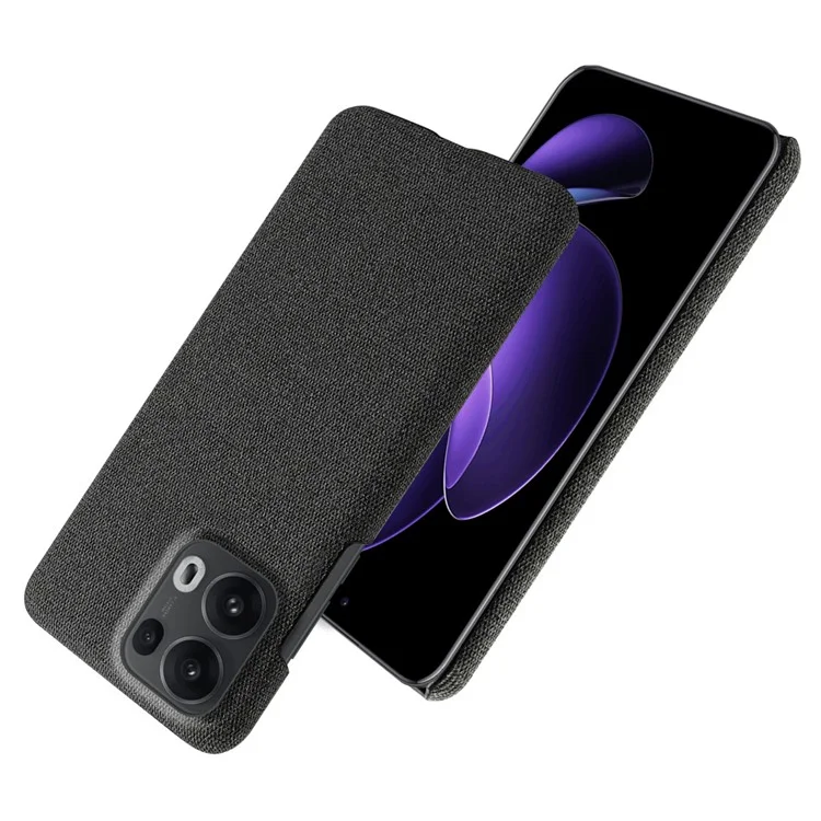 For Oppo Reno13 Pro 5G Phone Case Cloth Texture Anti-Scratch Protective PC Back Cover - Black