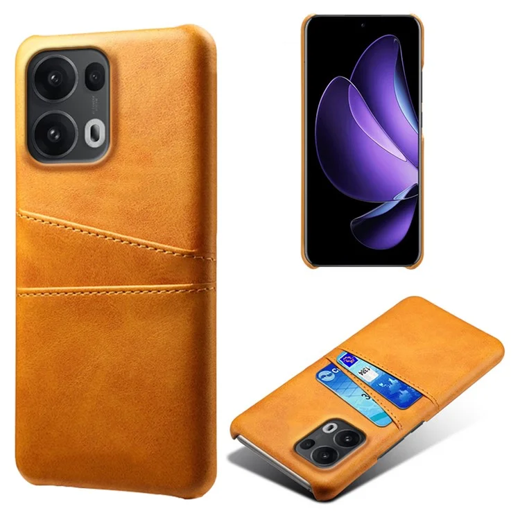 Étui Oppo Reno13 Pro 5G avec Double Emplacements pour Cartes en Cuir PU + PC Rigide - Orange