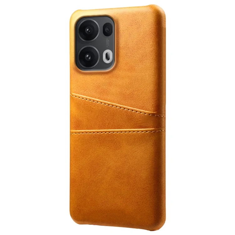 Étui Oppo Reno13 Pro 5G avec Double Emplacements pour Cartes en Cuir PU + PC Rigide - Orange