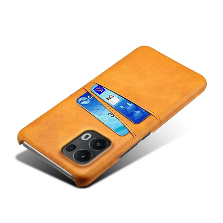 Étui Oppo Reno13 Pro 5G avec Double Emplacements pour Cartes en Cuir PU + PC Rigide - Orange