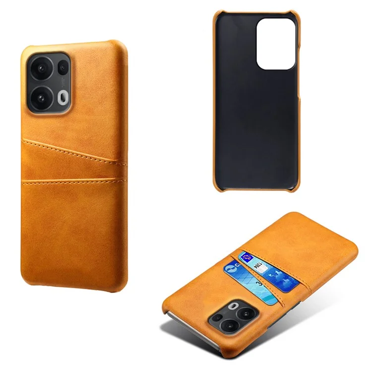 Étui Oppo Reno13 Pro 5G avec Double Emplacements pour Cartes en Cuir PU + PC Rigide - Orange