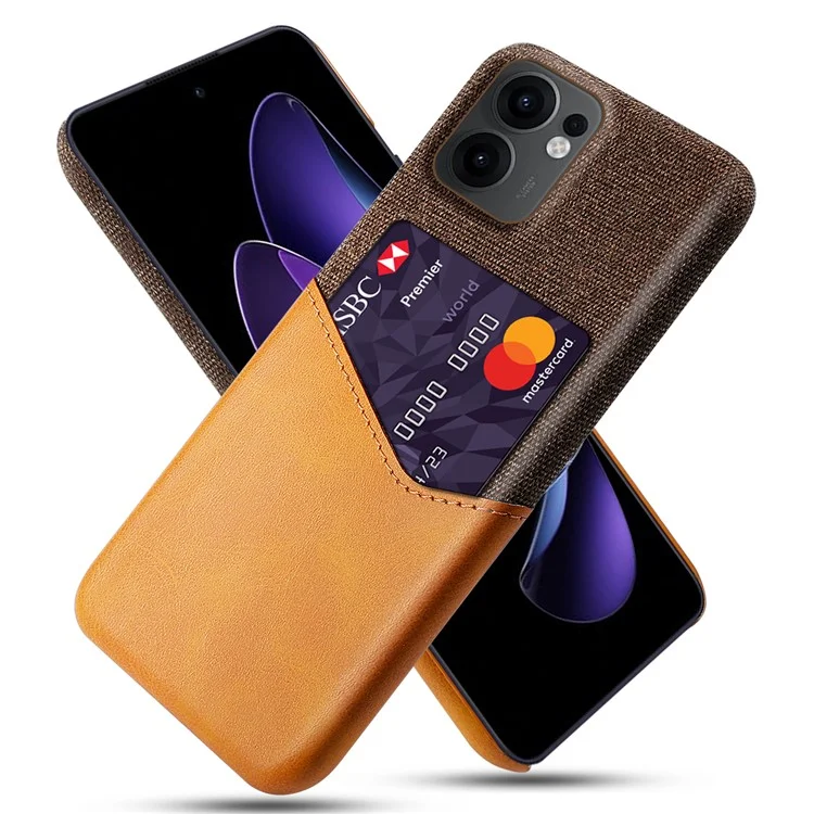 Pour Oppo Reno13 F 5G Étui en Cuir PU Texture Tissu Coque de Téléphone Rigide avec Porte-Cartes - Orange