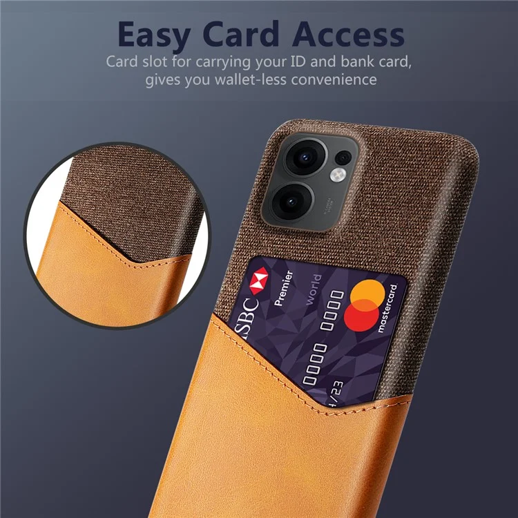 Pour Oppo Reno13 F 5G Étui en Cuir PU Texture Tissu Coque de Téléphone Rigide avec Porte-Cartes - Orange