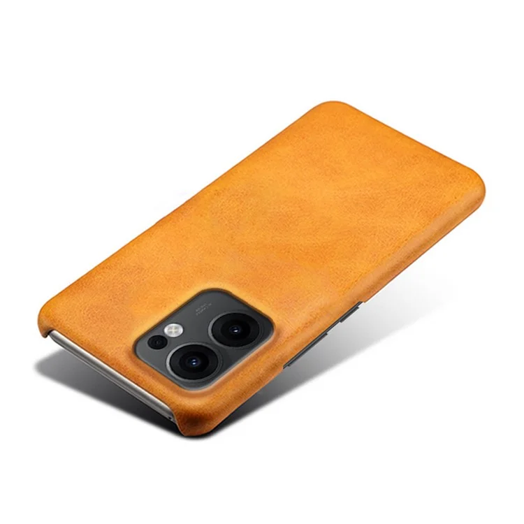 Capa para Oppo Reno13 F 5G em Couro PU com Textura de Bezerro, Capa Protetora Rígida para Celular - Laranja