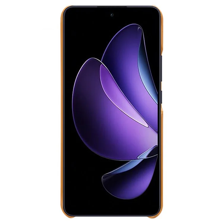 Capa para Oppo Reno13 F 5G em Couro PU com Textura de Bezerro, Capa Protetora Rígida para Celular - Laranja