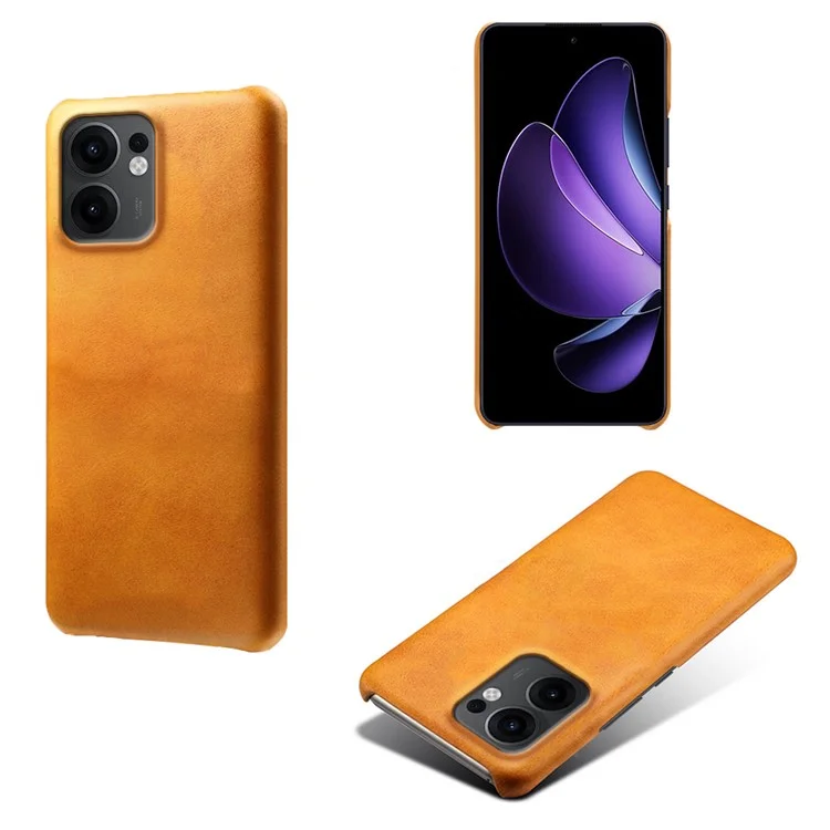 Capa para Oppo Reno13 F 5G em Couro PU com Textura de Bezerro, Capa Protetora Rígida para Celular - Laranja