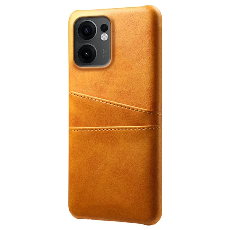 For Oppo Reno13 F 5G Case Dual Card Slots PU Leather + Hard PC Phone Cover - Orange