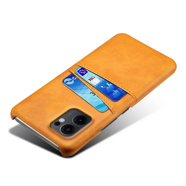For Oppo Reno13 F 5G Case Dual Card Slots PU Leather + Hard PC Phone Cover - Orange