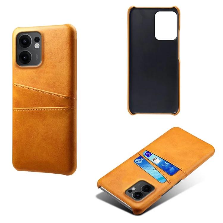 For Oppo Reno13 F 5G Case Dual Card Slots PU Leather + Hard PC Phone Cover - Orange