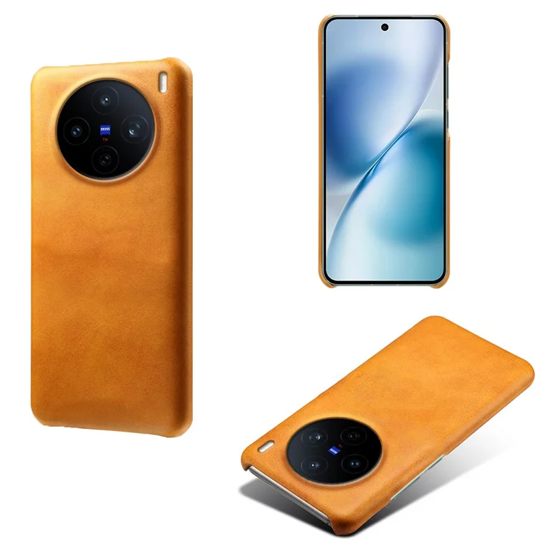 For vivo X200s 5G Case Calf Texture PU Leather Hard PC Protective Phone Cover - Orange