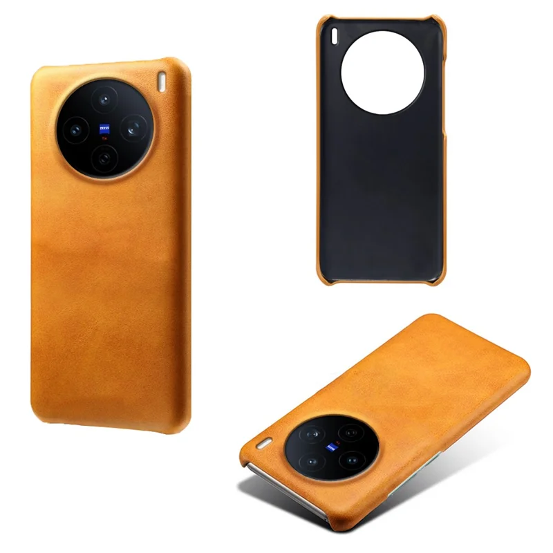 For vivo X200s 5G Case Calf Texture PU Leather Hard PC Protective Phone Cover - Orange