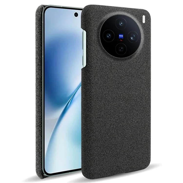 For vivo X200s 5G Phone Case Cloth Texture Anti-Scratch Protective PC Back Cover - Black