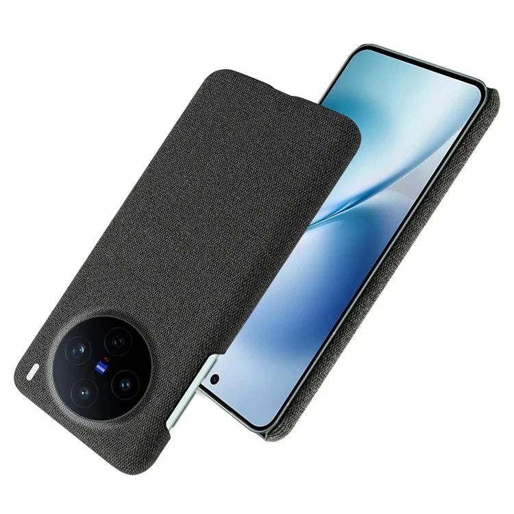 For vivo X200s 5G Phone Case Cloth Texture Anti-Scratch Protective PC Back Cover - Black