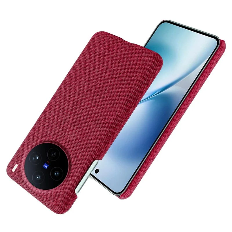 For vivo X200s 5G Phone Case Cloth Texture Anti-Scratch Protective PC Back Cover - Red