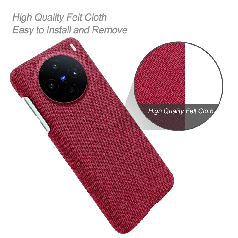 For vivo X200s 5G Phone Case Cloth Texture Anti-Scratch Protective PC Back Cover - Red