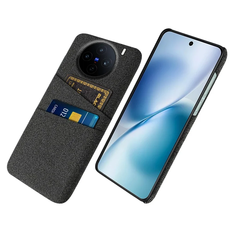 For vivo X200s 5G Case Cloth + Hard PC Phone Cover with Dual Card Slots - Black