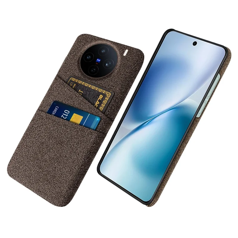 For vivo X200s 5G Case Cloth + Hard PC Phone Cover with Dual Card Slots - Brown