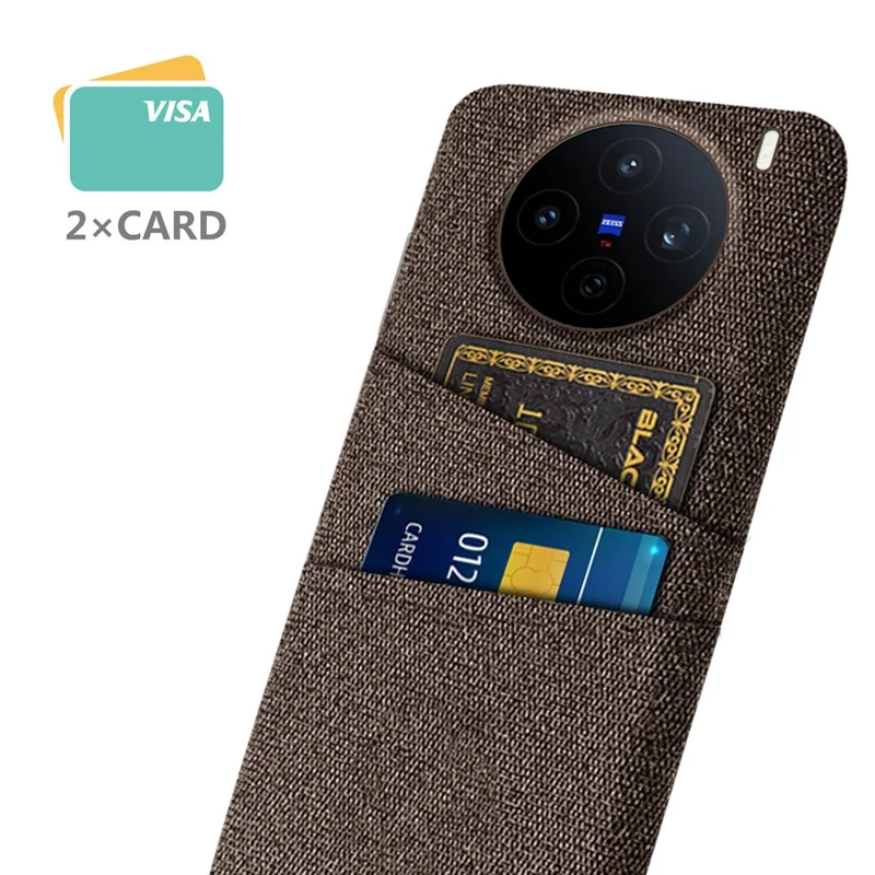For vivo X200s 5G Case Cloth + Hard PC Phone Cover with Dual Card Slots - Brown