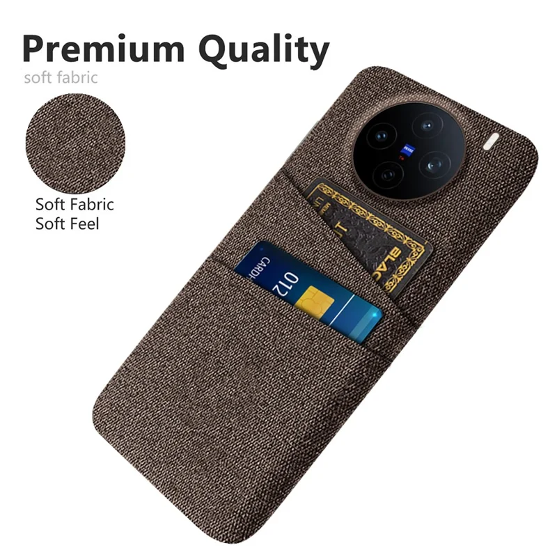 For vivo X200s 5G Case Cloth + Hard PC Phone Cover with Dual Card Slots - Brown