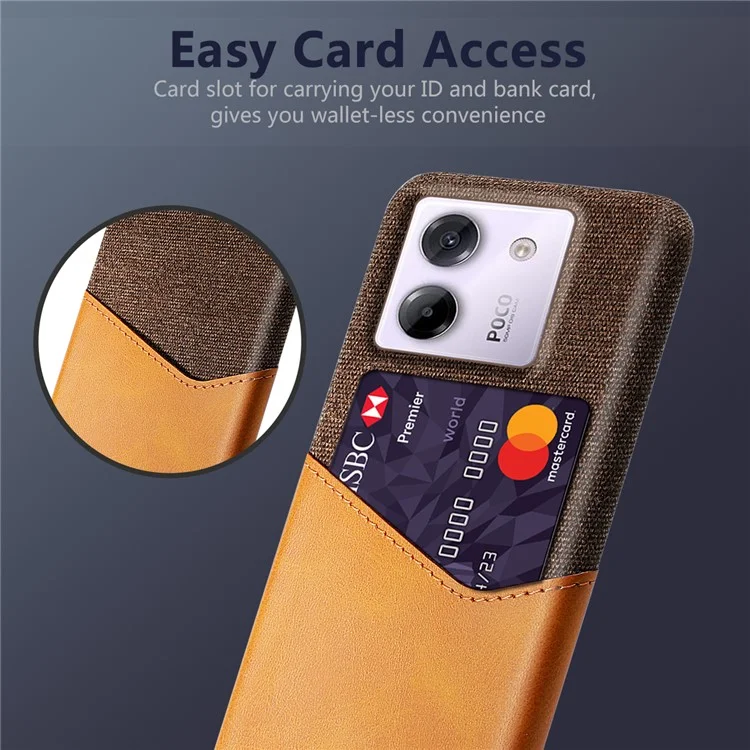 For Xiaomi Poco M7 Pro 5G Case PU Leather Cloth Texture Hard PC Phone Cover with Card Holder - Orange