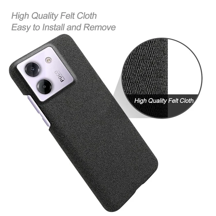 For Xiaomi Poco M7 Pro 5G Phone Case Cloth Texture Anti-Scratch Protective PC Back Cover - Black