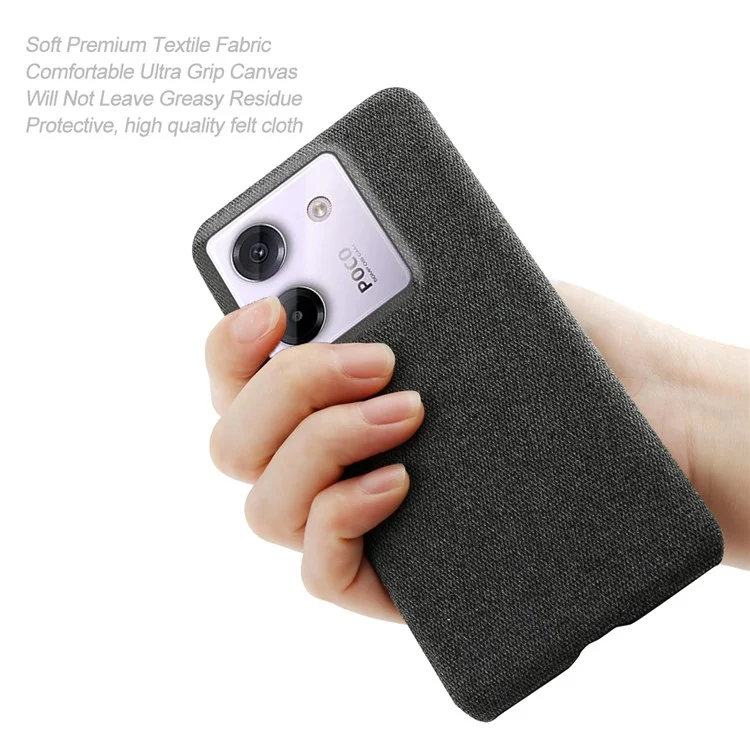 For Xiaomi Poco M7 Pro 5G Phone Case Cloth Texture Anti-Scratch Protective PC Back Cover - Black
